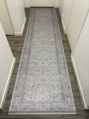 Tapis vintage PRINT 7062 GRIS – 80x300 cm (inspiration Zara Home)
