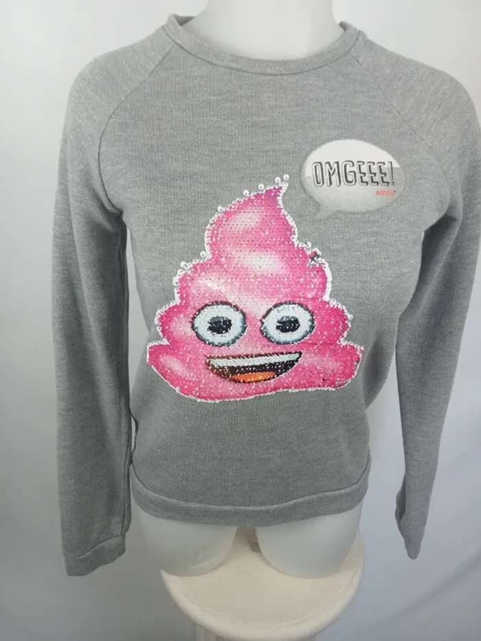 Sweat enfant Emoji gris – sweatshirt - sudadera - sweatshirt - trui - felpa - photo numéro 3
