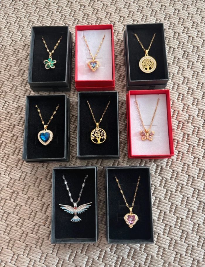 Coffret cadeau collier acier inoxydable boîte noeud bijoux cadeau