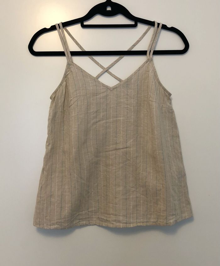 Top beige en lin Kiabi