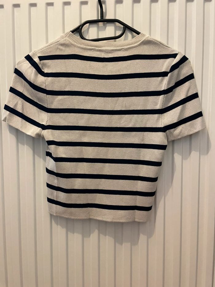 T-shirt rayé beige et noir - photo numéro 3