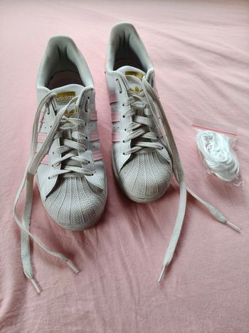 Basket femme adidas Superstar blanches rose orange 40