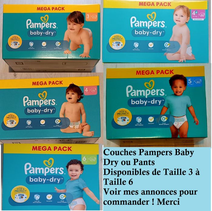 Couches Pampers Baby Dry Couches culottes Pants T3 à T6 Pampers Beebs