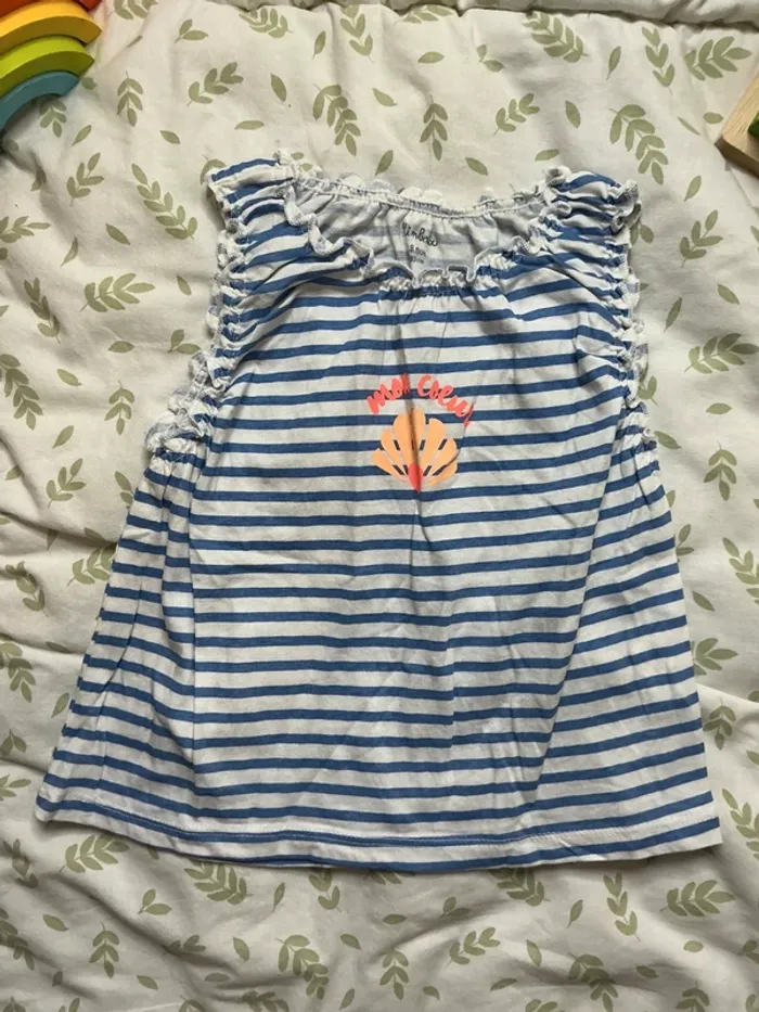 teeshirt manches courtes rayé bleu et blanc 18 mois kimbaloo - photo numéro 3