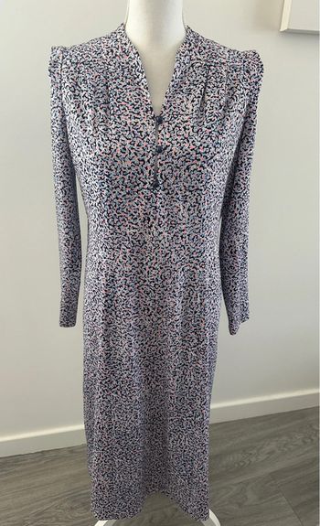 Robe longue bariolée bleue marine et rose Vintage T40/42 L/XL