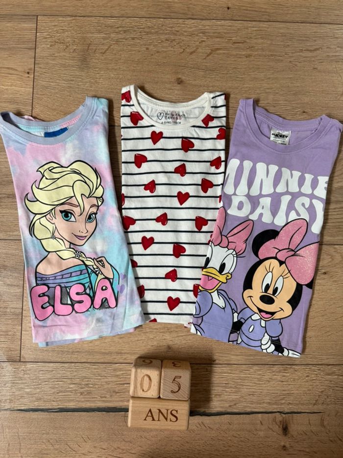 Lot de 3 tee-shirts Primark/Frozen/Minnie taille 4-5 ans 110 cm