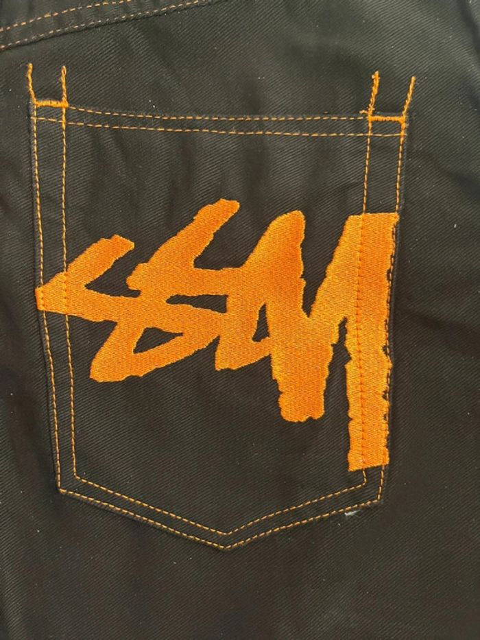 Short/Jort Stussy Black Embroidered Orange Big Logo Back – Taille M - photo numéro 3