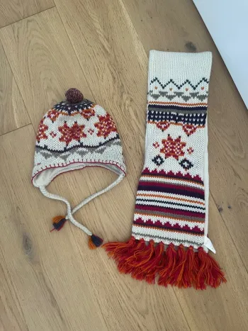 Écharpe et bonnet péruvien crème Catimini taille 2-3 ans