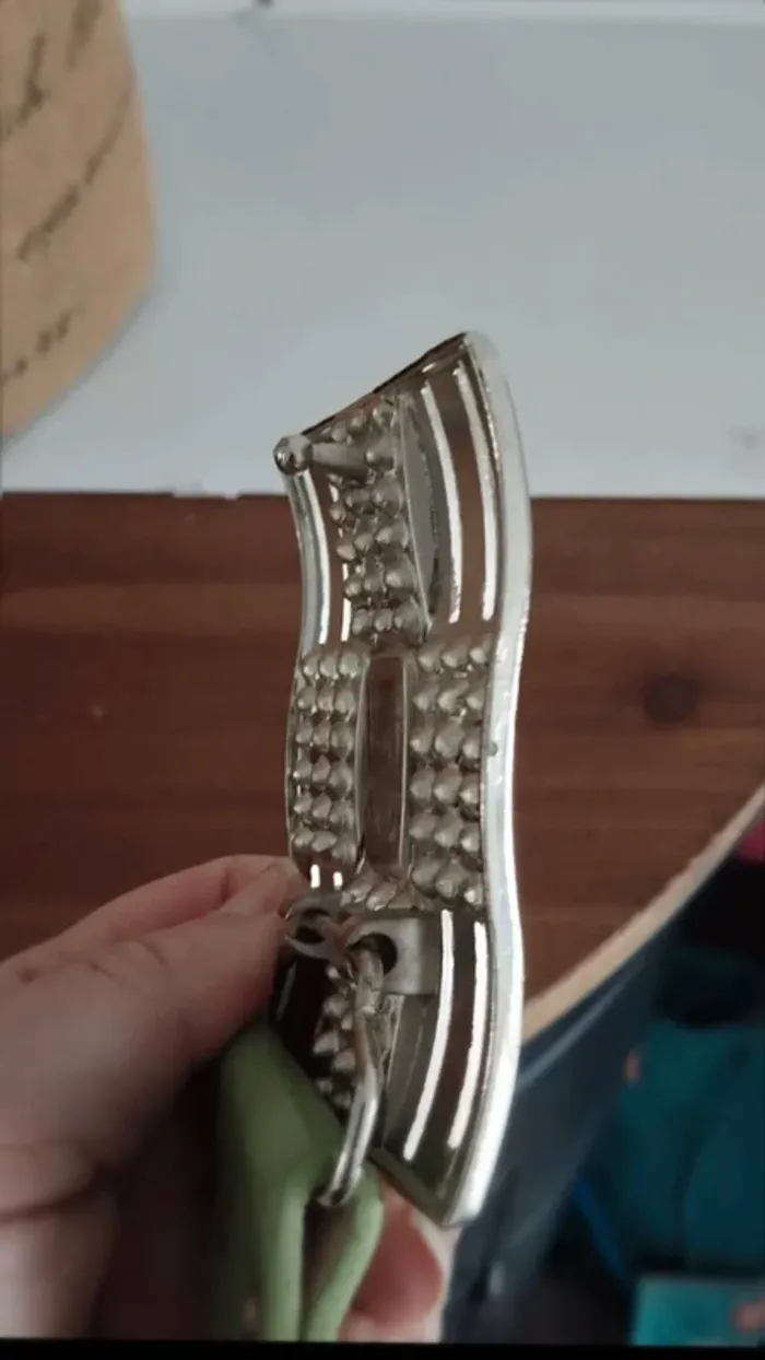 Ceinture verte boucle argenté 95 cm - photo numéro 7