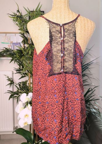 Top Kaporal à fines bretelles – motif léopard & dentelle