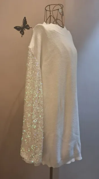 Pull long blanc & sequins
