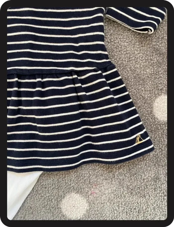 Petit Bateau Robe Marine Taille 12 mois/74 cm - photo numéro 2