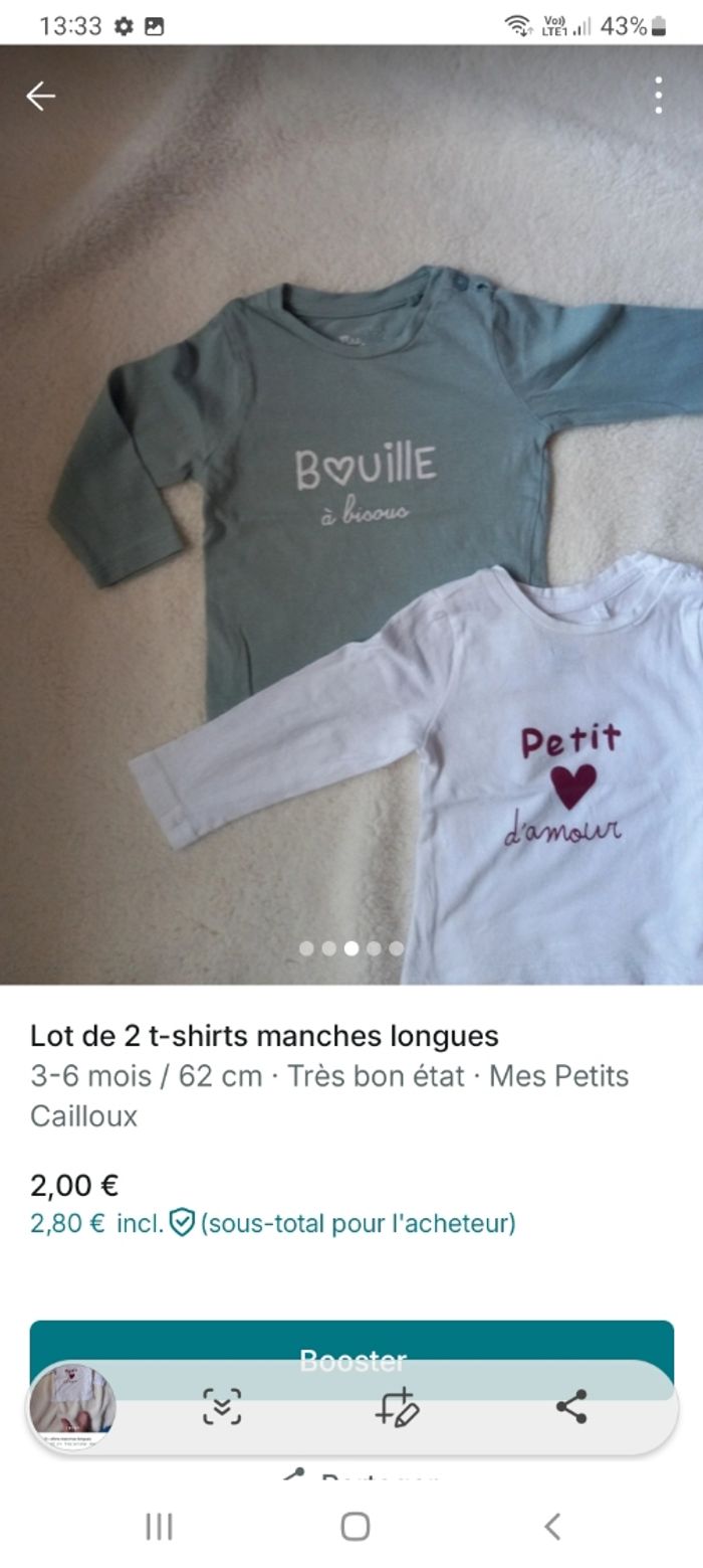 Lot 2 t-shirts manches longues