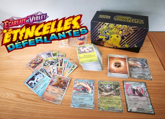 Pokémon EV8 étincelles déferlantes lot de cartes commune Holo EX avec ETB