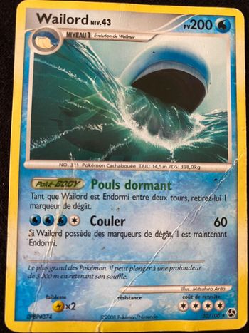 Carte Pokémon rare Wailord 200PV 30/106