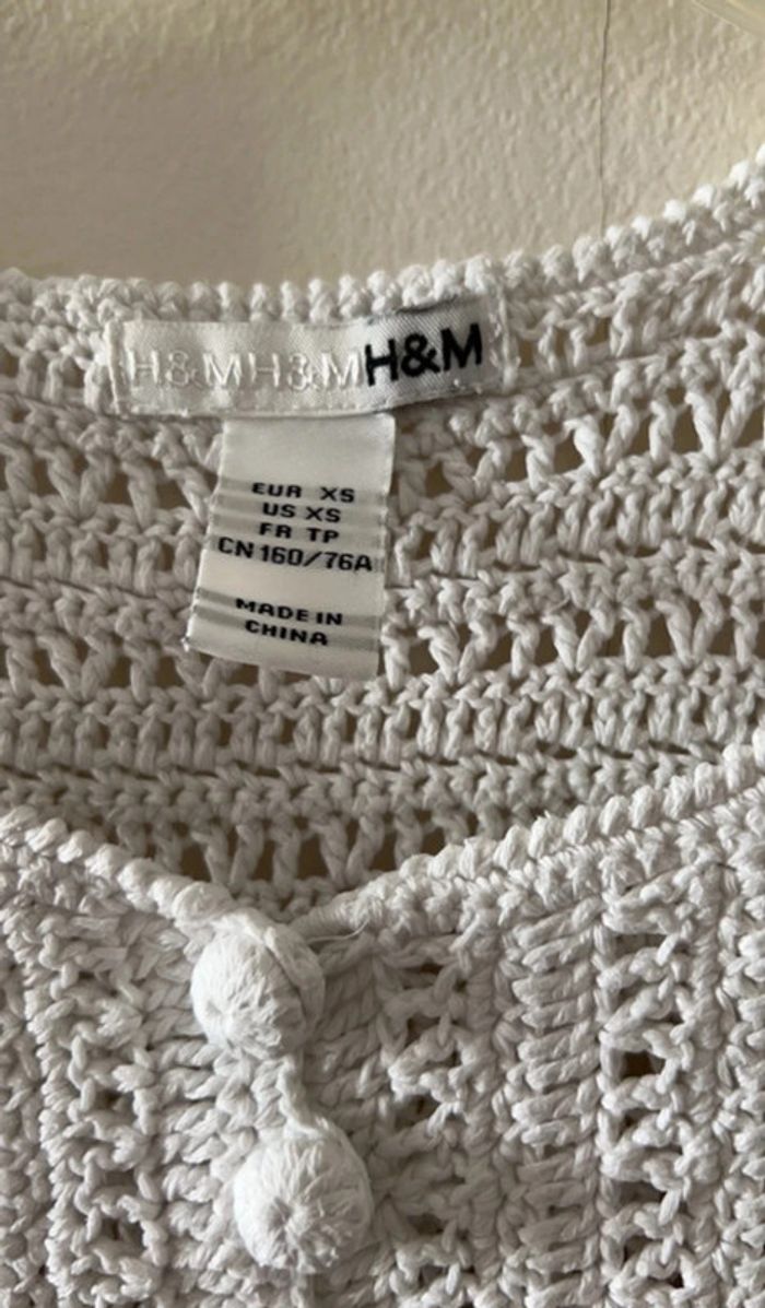 Robe maille crochet blanche vintage taille 36 - H&M - photo numéro 4