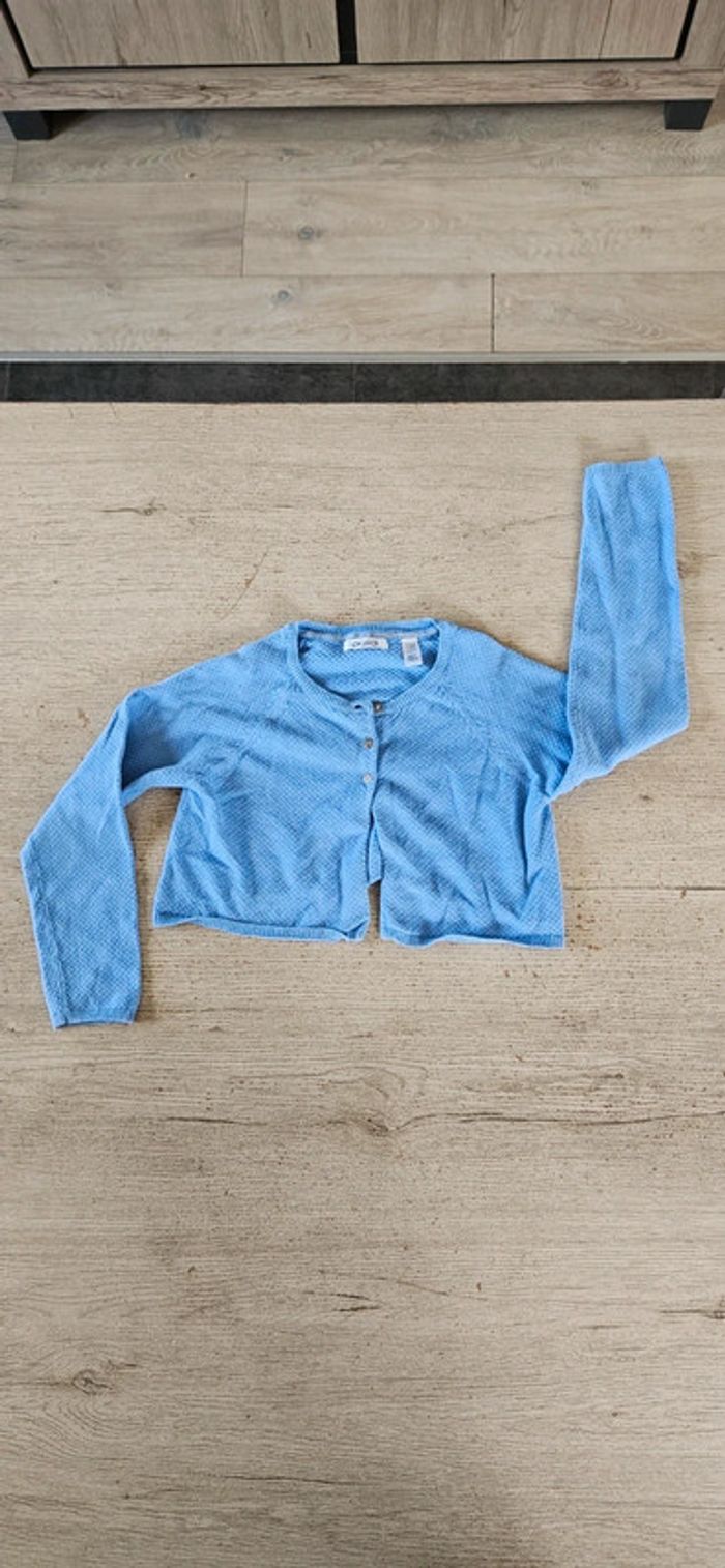 Gilet blaeu clair, court, à manches longues, Okaïdi, 6 ans,nickel - photo numéro 2