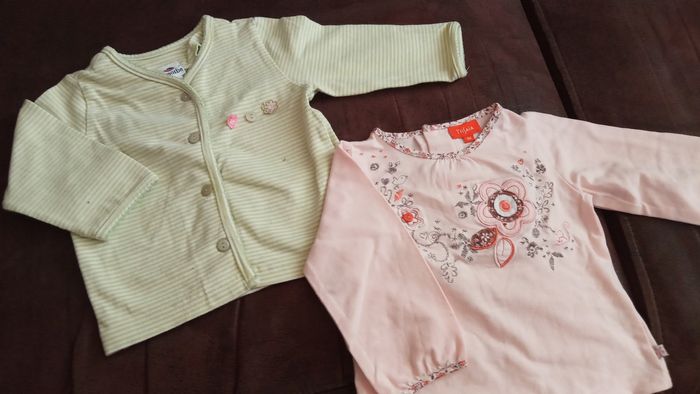 Lot de 2 T-shirt manches longues pour demoiselles 3mois