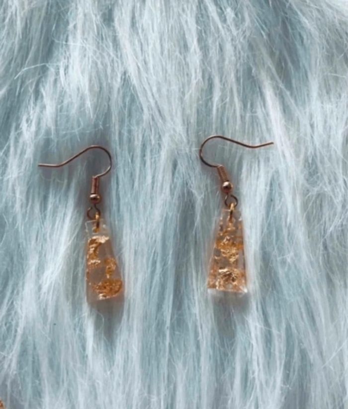 Très belle parure en resine et feuilles dorées 🥰 fait main - photo numéro 2