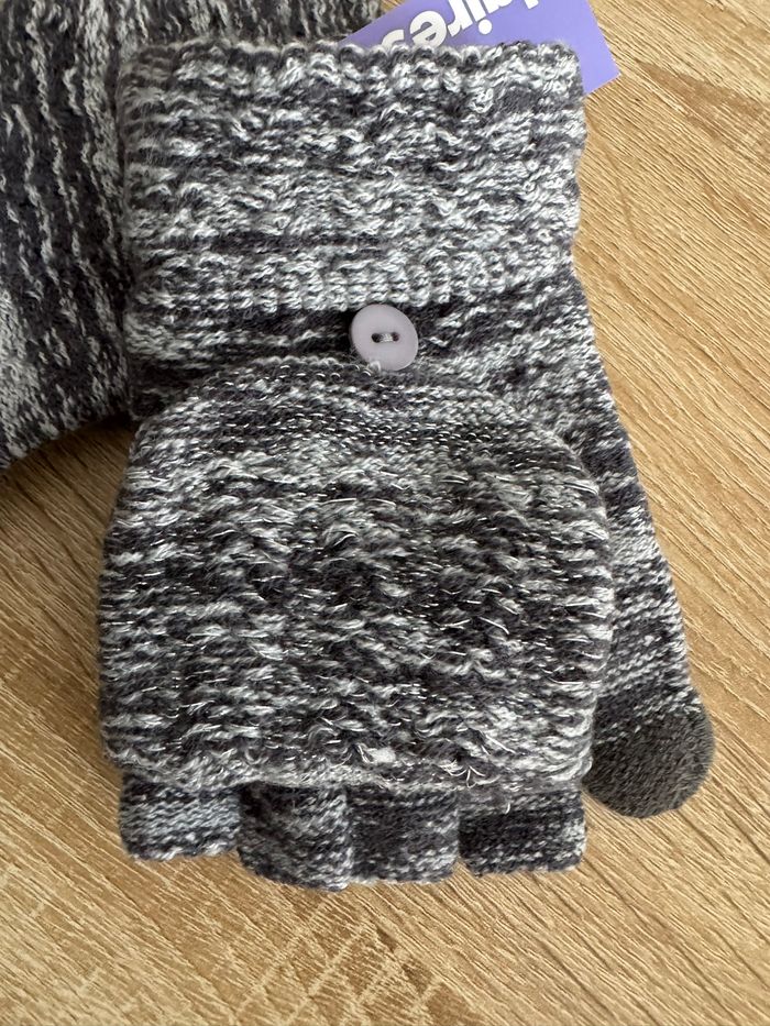 Gants moufles gris mouchetés noirs neuf Claire's - photo numéro 2