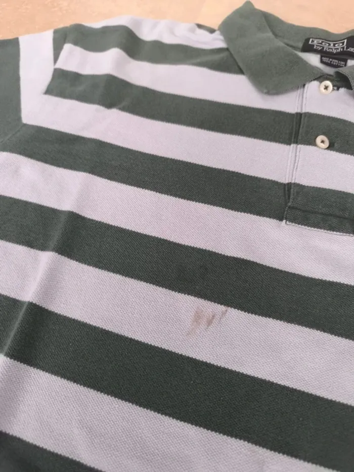 Polo Ralph Lauren homme bleu ciel vert XL logo vert taché - photo numéro 5