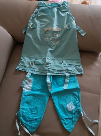 Ensemble pantalon robe été bleu lagon