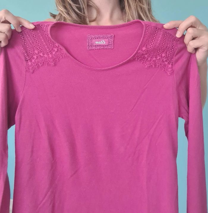 Haut manche longue Rose fushia Etam taille S - photo numéro 3