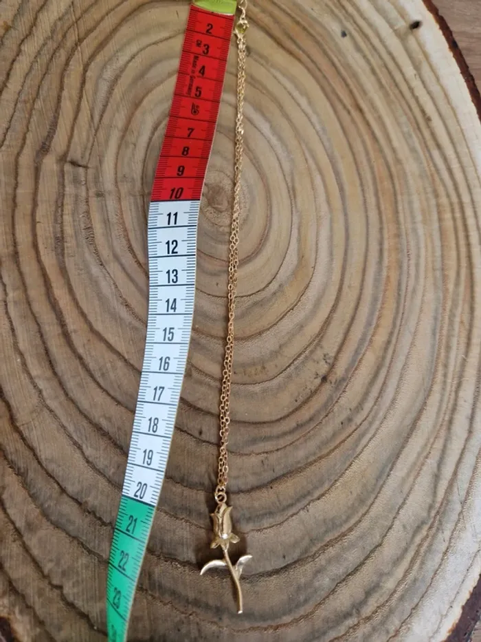 Collier fantaisie doré fleur tulipe - photo numéro 3