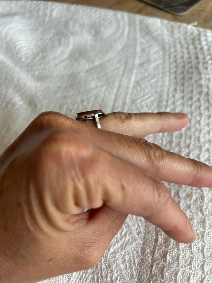 Bague vintage argent orange - photo numéro 2