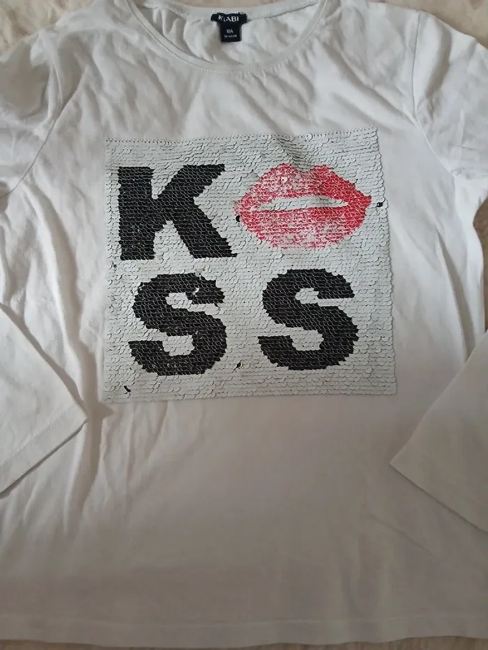 tee-shirt manche longue 10 ans pailleté - photo numéro 3