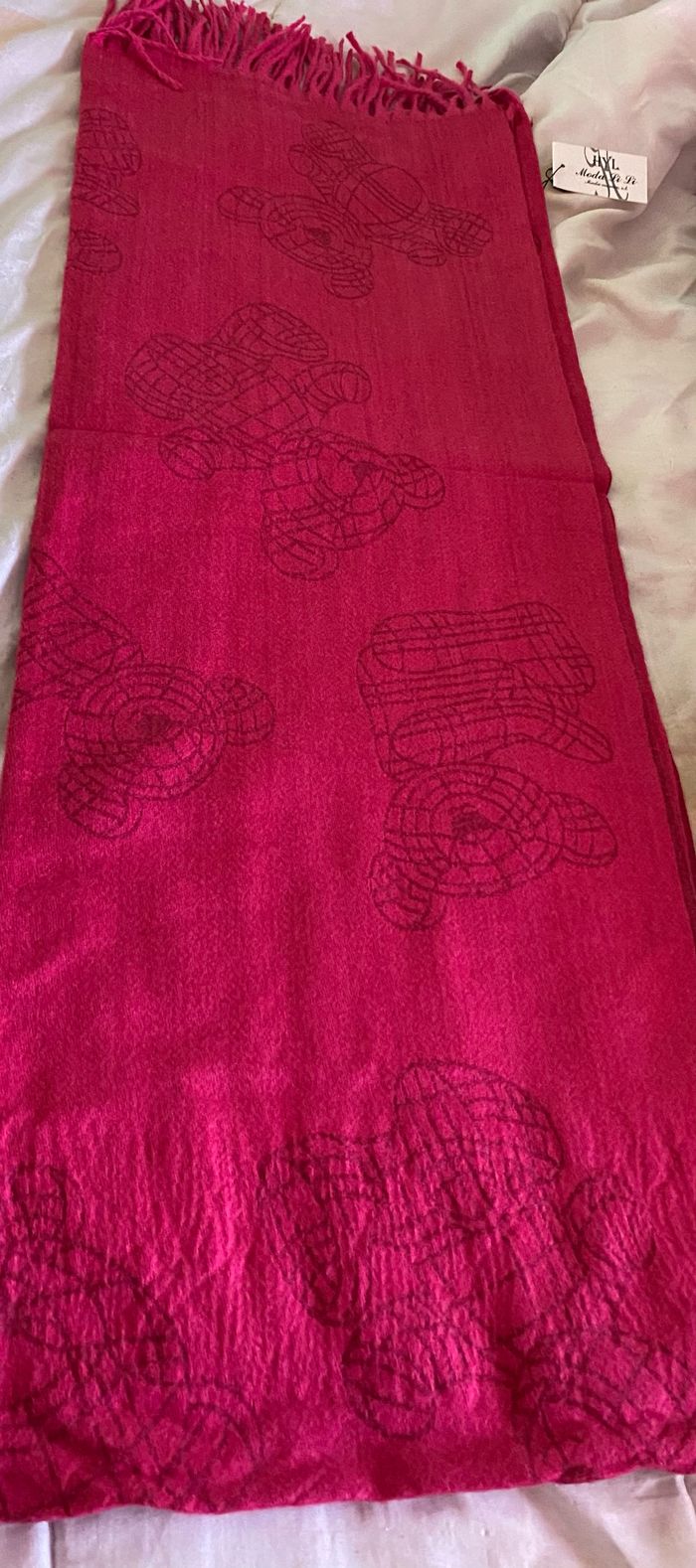 Écharpe fuschia motif ourson - photo numéro 5