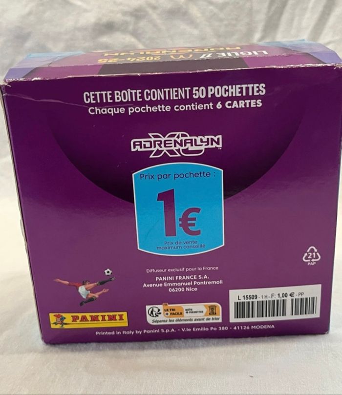 Boîte de 50 sachets de cartes à collectionner panini adrenalyn XL foot ligue 1 2024/2025 - photo numéro 2