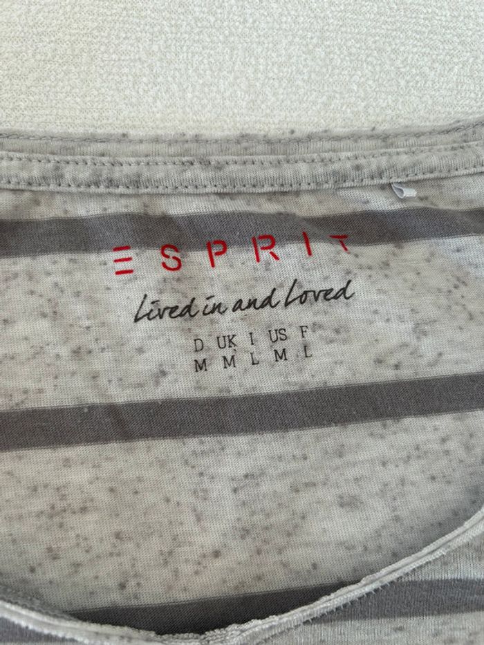 Tee shirt Esprit gris rayé T. L - photo numéro 2
