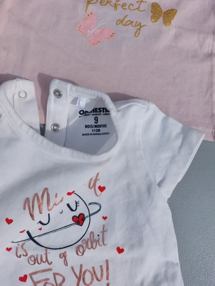 Lot 9 mois 6 t-shirts fille - photo numéro 3