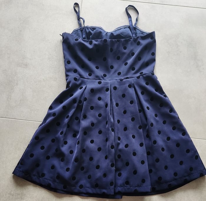 Robe bustier violette à pois noirs - photo numéro 2