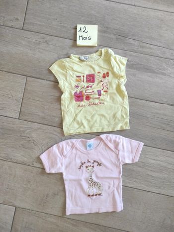 Lot de 2 t-shirt manches courtes 12 mois fille