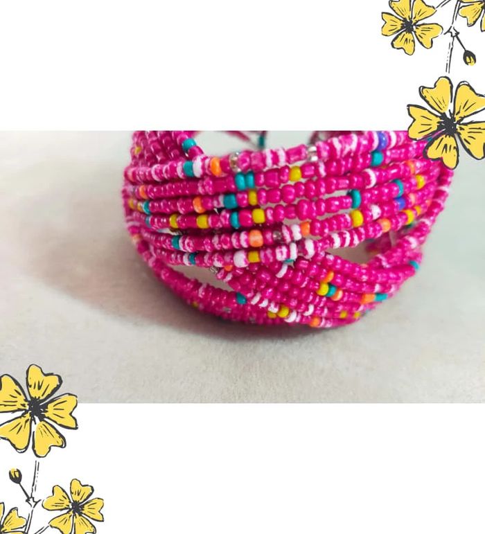 Bracelet large perles fuchsia multicolores – Collection Nuances de Rose - photo numéro 2