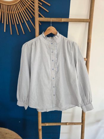 Blouse rayee bleu coton taille L