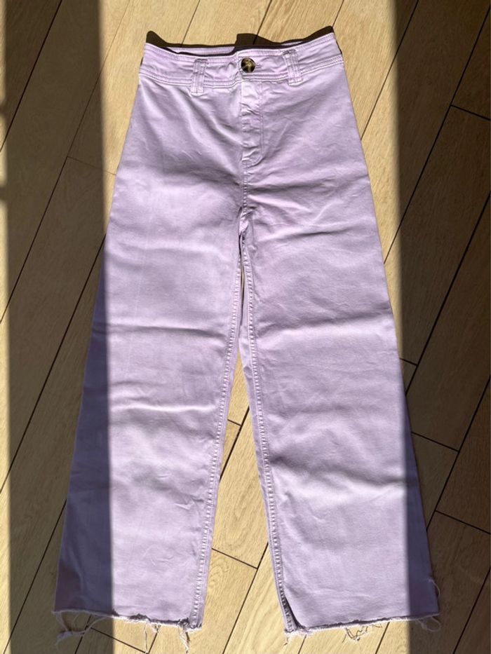 Pantalon jean culotte/évasé violet lilas - photo numéro 6
