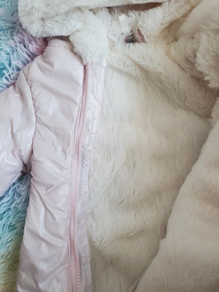 🌴 Combinaison rembourré polaire hiver licorne rose métallisé taille 1 mois - photo numéro 3