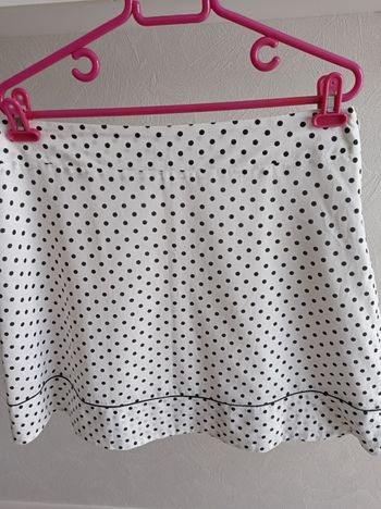 JUPE GEMO  Blanche à Pois Noirs.