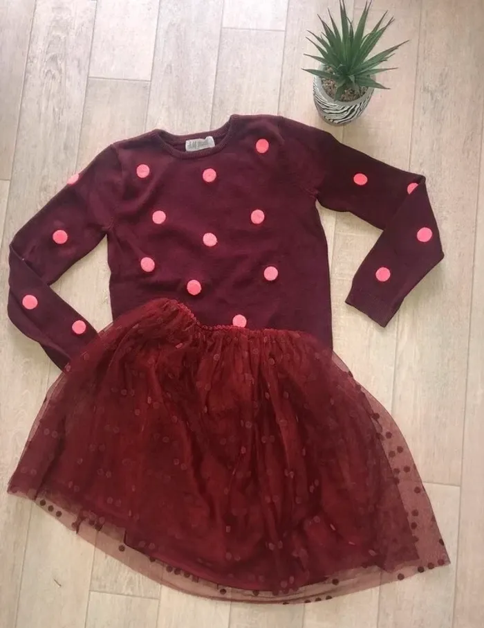 Pull bordeaux fille H&M Jupe Kiabi - photo numéro 7