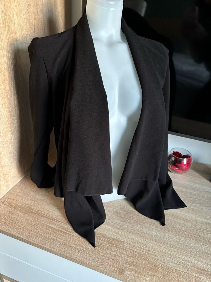 Veste blazer fluide noir asymétrique taille S/M - photo numéro 4