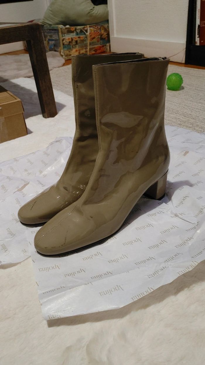 Bottines en cuir 100 % Jonak couleur kaki très bon état - photo numéro 5