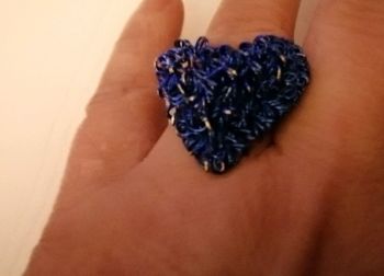 Bague bleue cœur neuve
