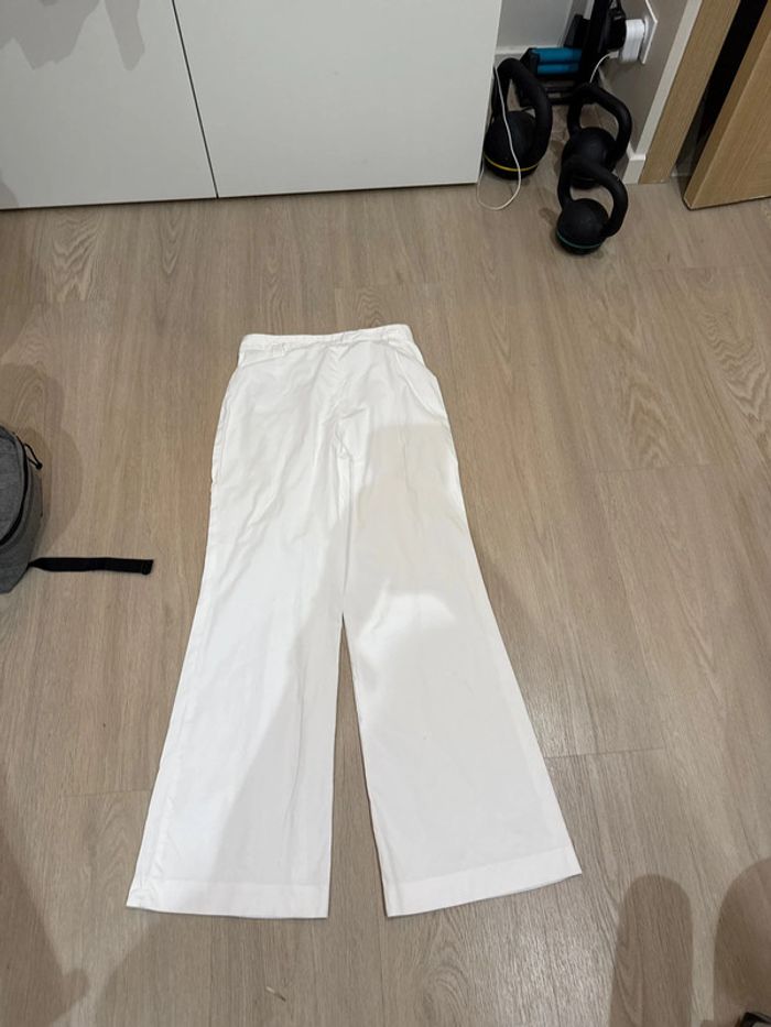 Pantalon blanc coton 123 taille 38 évasé - photo numéro 3