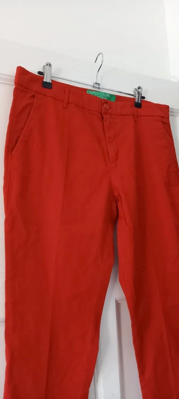 Pantalon Benetton rouge 44 - photo numéro 3