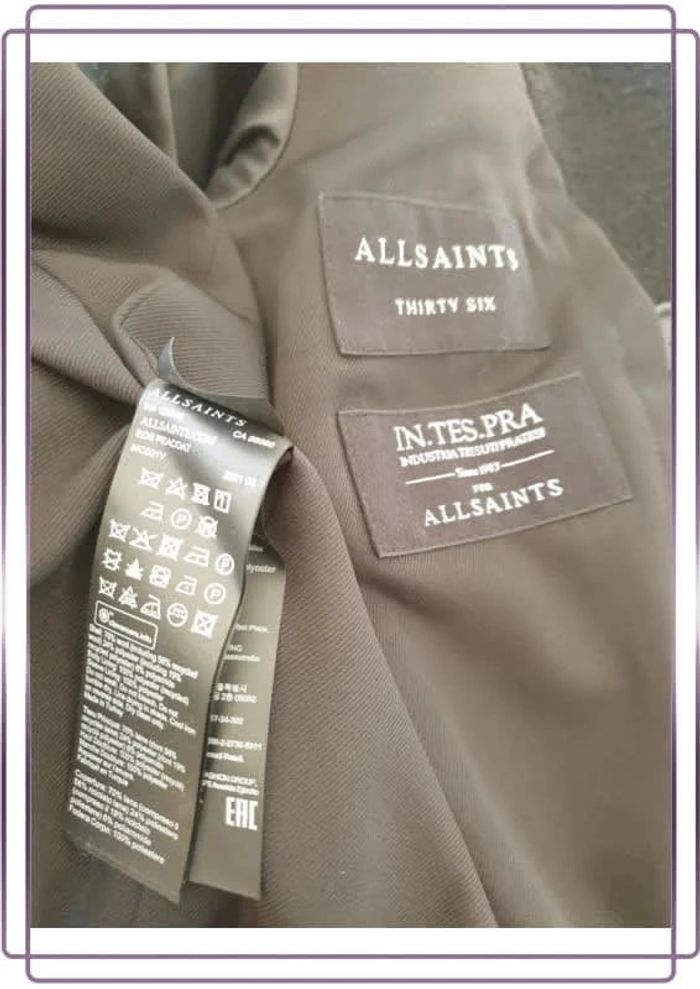 Manteau 70% Laine, neuf avec étiquette All Saints noir, taille 36 eds peacoat - photo numéro 7