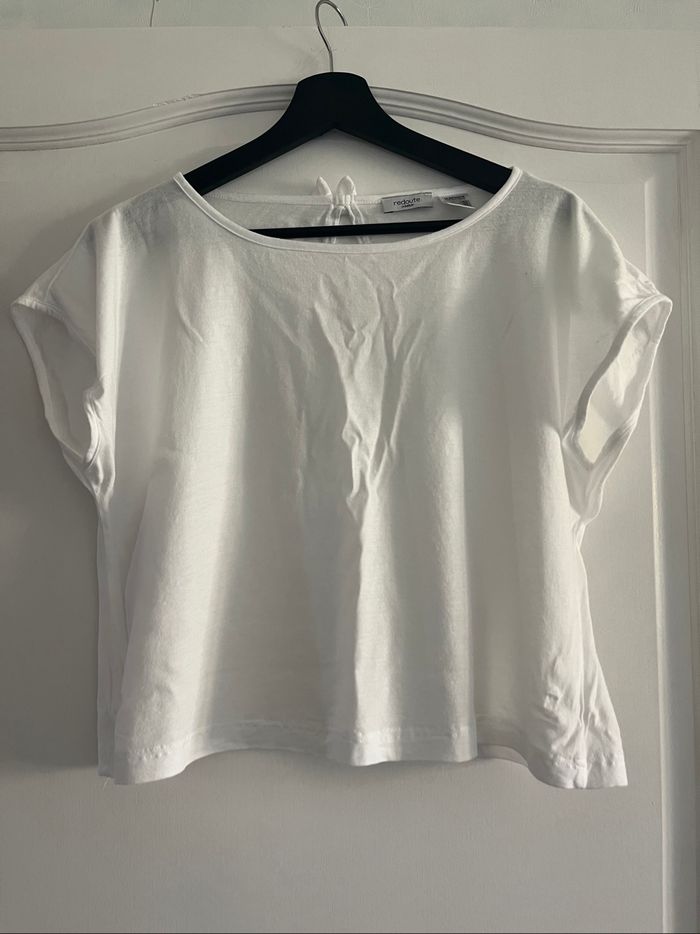 Top court blanc coton