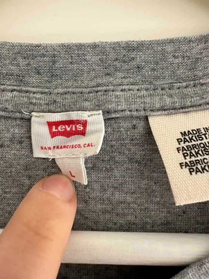 T-shirt manches longues Levi’s gris chiné pour femme- Basique iconique et stylé - taille L - photo numéro 4